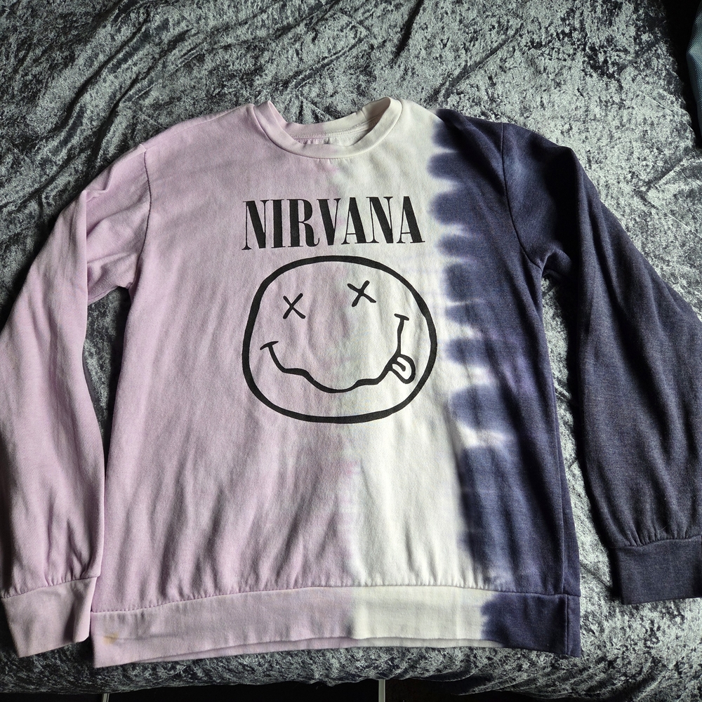 Nirvana Pink and Black Tie-Dye Sweater Size Medium